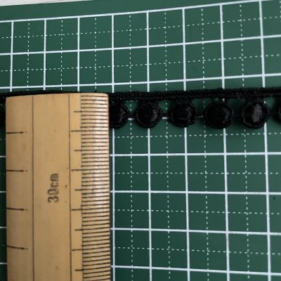 画像1: 【安心の日本製】ケミカルレース　ブラック　幅1cm　1ｍ　まんまるドット柄