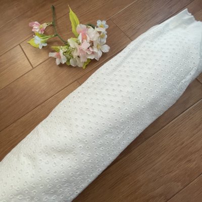 画像3: 1点限り【1m400円高品質な日本製】約幅100ｃｍ！広幅綿レース　ドット柄オフホワイト　8.3m